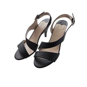 Madeline Black Faux Snake Skin Strappy Pumps Heels -Size 7.5M Sexy Party